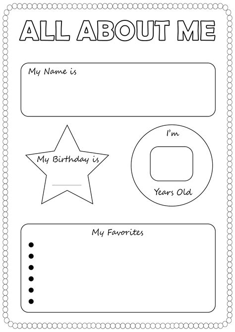 Printable All About Me Worksheets