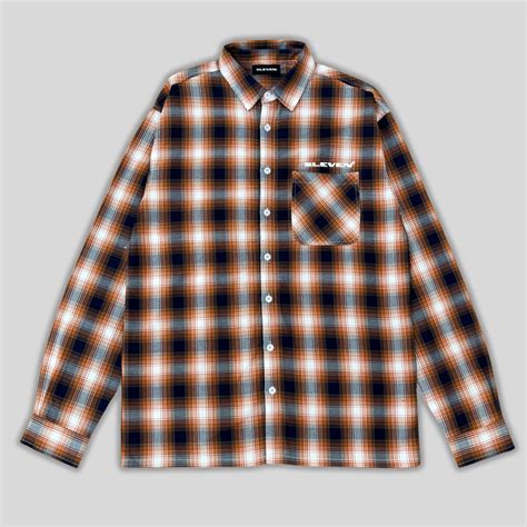 FLANNEL SHIRT (NAVY-ORANGE) – Sleven