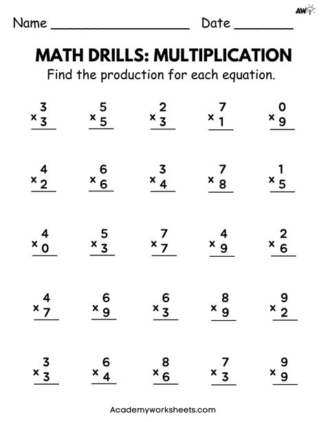 Multiplication Practice Worksheet for 3rd Graders - Academy Worksheets