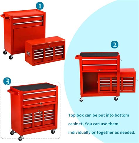 Buy 8-Drawer Tool Box Tool Chest, Portable Large Rolling Tool Box, Tool ...