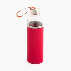 BREAZO Cyprus Solid Red Glass Water Bottle Cotton Cover bottle 500ml ...
