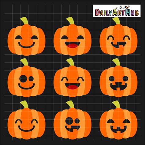 Halloween Cute Jack O Lanterns Clip Art Set – Daily Art Hub // Graphics ...