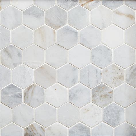 Bianco Orion Hexagon Polished Marble Mosaic | Floor and Decor