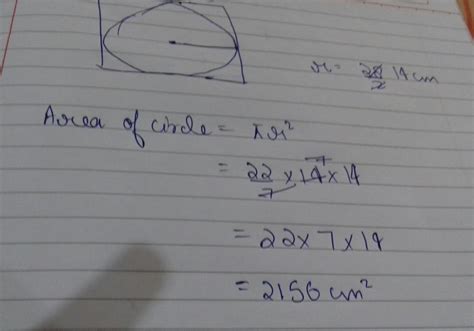 Find the area of a circle inscribed in a square of side 28 cm. - Brainly.in