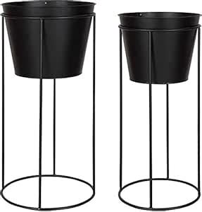 E C Creation Metal Planter Stands with Removeable Buckets Style Pots ...