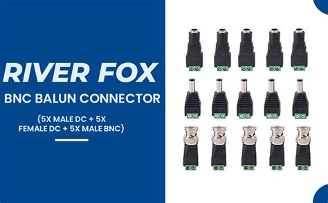 RIVER FOX 5 Set(5X Male DC + 5X Female DC + 5X Male BNC) 5.5mm x 2.1mm ...