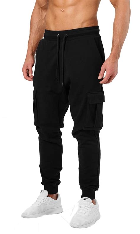 JUGULAR Men's Slim Fit Track pants(Cargo track pant_Black_Small ...