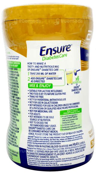Ensure Diabetes Care Vanilla Flavour Powder Jar 375gm - Uses, Side ...