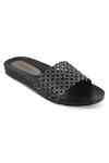 Buy Black Embellished Copa Cabana Studded Strap Flats by Crimzon Online ...