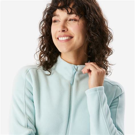Women's Zippered Fleece Hiking Jacket - MH 500 - Light jade - Quechua ...