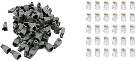 WETEK (Pack of 25 Rj45 Plug Connector + 25 Pieces Boots Cap (Grey ...