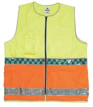 Zoro Select M/L EMS Safety Vest, Lime/Orange 8068-M-L | Zoro