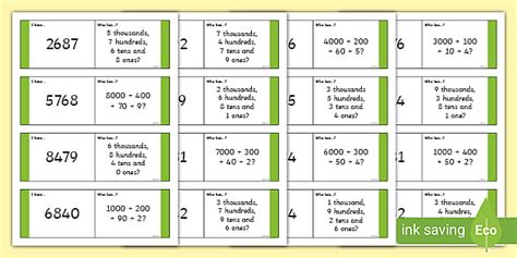 Place Value Loop Cards 4 Digits (teacher made) - Twinkl