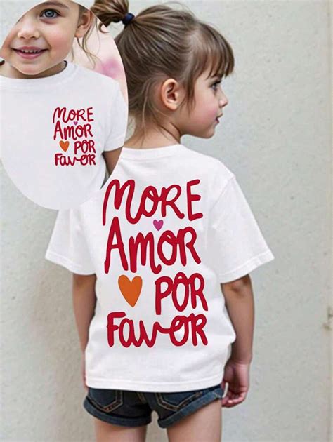 Tween Girls Casual Simple English Letter Print Round Neck Short Sleeve ...