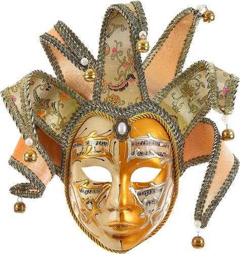 Gold Volto Resin Music Venetian Jester Mask Full India | Ubuy