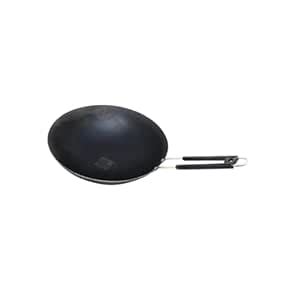 NYRA® Iron Wok with Steel Covered Handle | Pre Seasoned Iron Wok for ...