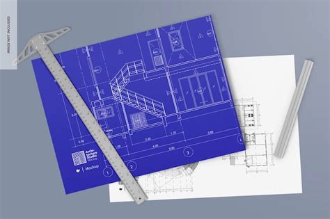 Architectural plans mockup perspective | Premium PSD