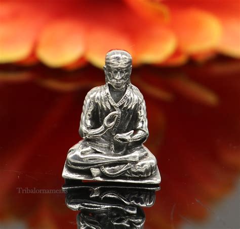small 925 sterling silver handmade Divine Hindu idol Sai Baba statue ...