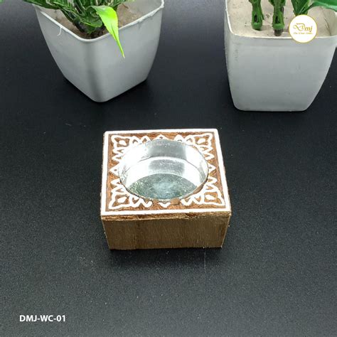 Buy Handmade Wooden Tea Light Holder with Decorative Mandala Design ...