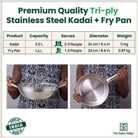 Buy Best Triply Stainless Steel Frying Pan+ Kadai/Kadhai Online India ...