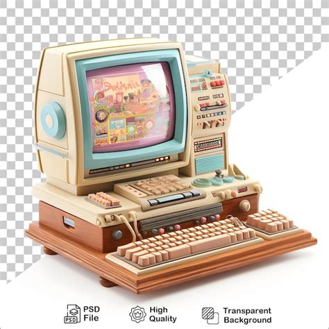Premium PSD | 3d retro computer on transparent background