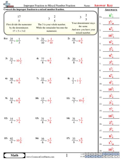 Image result for Mixed Number into Improper Fraction Worksheet
