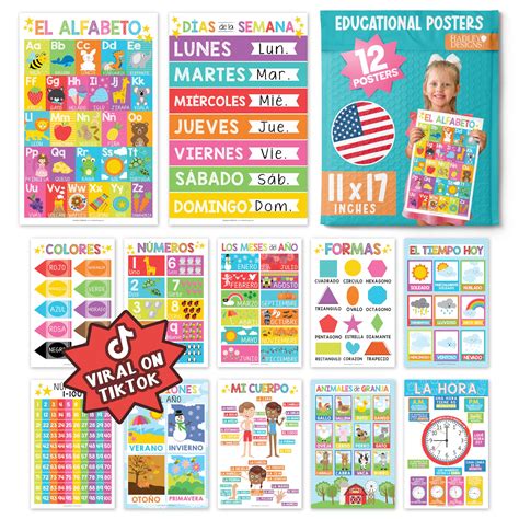 Hadley Designs Spanish Classroom Decorations 12 Spanish Posters For ...