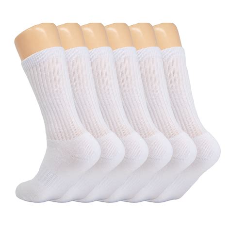 Cotton Crew Socks for Women White 6 Pairs Size 10-13 - Walmart.com