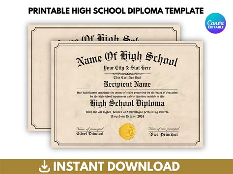 Editable High School Diploma Template, Homeschool Diploma Template,high ...