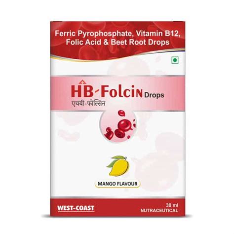 Buy WEST COAST HB-FOLCIN ORAL DROPS MANGO, FOLIC ACID | CYANOCOBALAMIN ...
