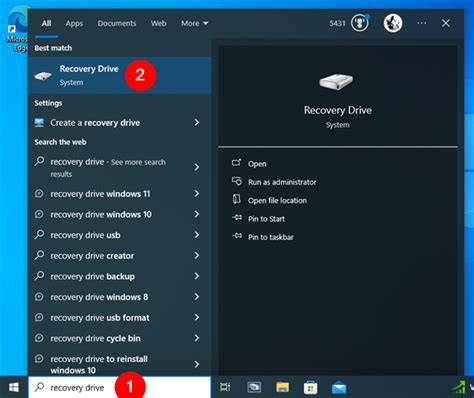 Create a Recovery Drive USB 的图像结果