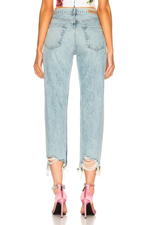 GRLFRND Helena High-Rise Chewed Hem Jean in Hold On | FWRD
