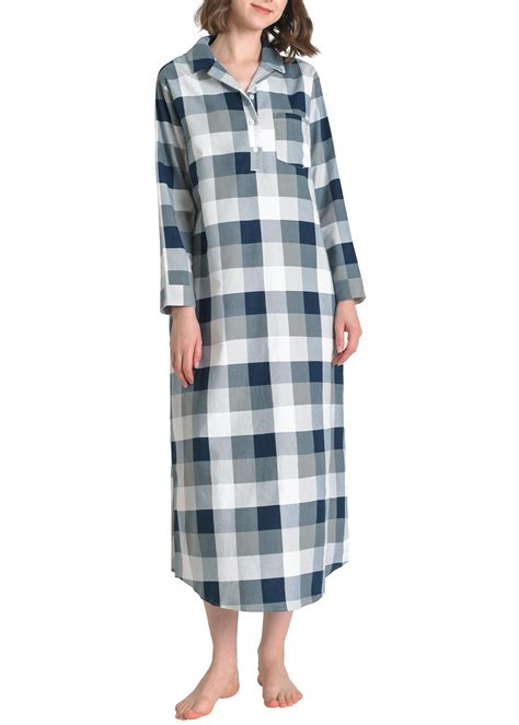 Women's Flannel Nightgown with Pockets Long Sleeves Full Length – Latuza