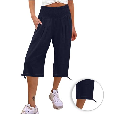 Bigersell Women's Cropped Pants Women's Loose Shrink Wide Leg Pants ...