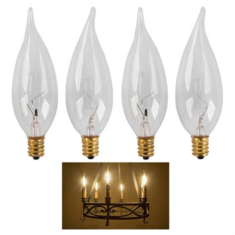 Generic 4 Pc Clear 40W 120V Flame Tip Incandescent Candelabra Light ...