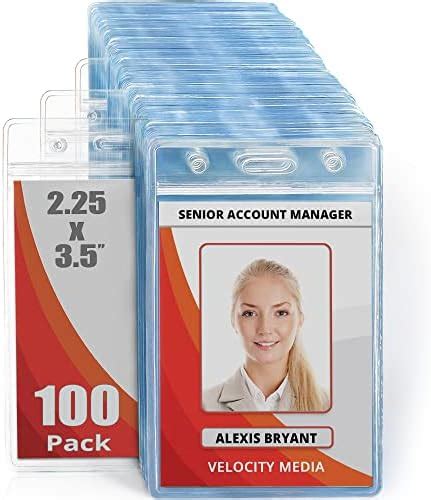 MIFFLIN Plastic Waterproof ID Badge Holders (Clear, 3.5x2.25 Inch, 100 ...