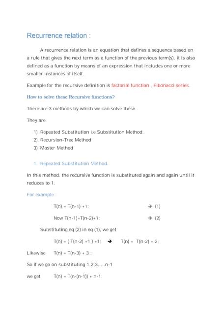 Image result for Recurrence Relation