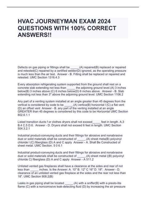 HVAC JOURNEYMAN EXAM 2024 QUESTIONS WITH 100% CORRECT ANSWERS!! - HVAC ...