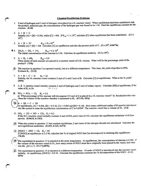 Image result for Chemical Equilibrium Problems