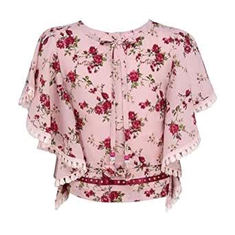 Cutecumber Girls Georgette Floral Printed Pink Top. 2980A-PINK-28 ...