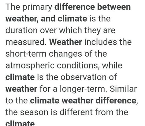 Distinguish between weather and climate in 5 points. - Brainly.in