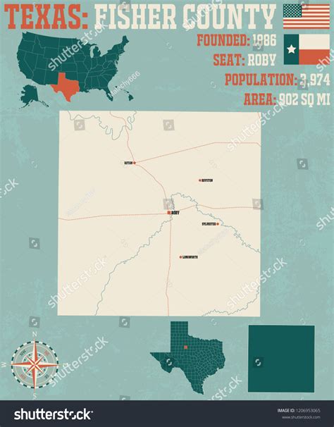 Detailed Map Fisher County Texas Usa Stock Vector (Royalty Free ...