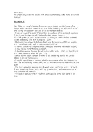 Image result for Dating Profile Assignment Examples