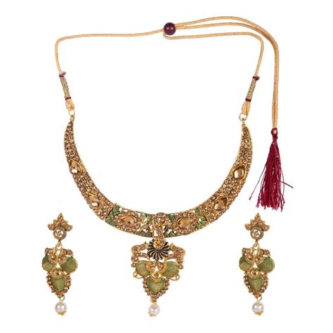 Buy Anika's Creation Exclusive Meenakari Stone Studded Jewellery Set ...