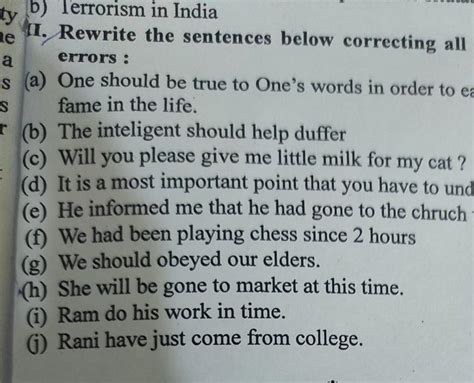 деaerrors :sII. Rewrite the sentences below correcting all the ...