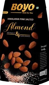 BOYO Roasted Almonds 200 gms Himalayan Pink Salted & Healthy Roasted ...