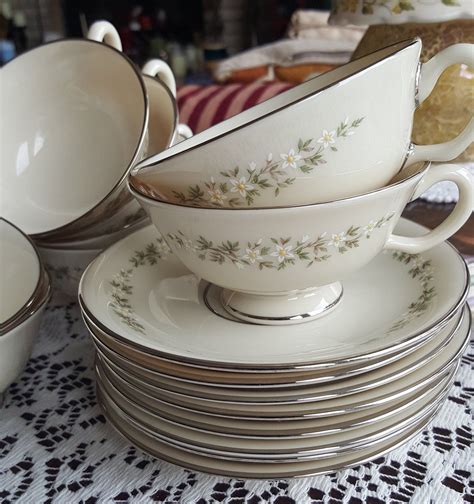 Set for 8 LENOX Brookdale Cup and Saucer Fine China Luxury Dinnerware ...