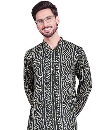 Buy Jompers Men's Bandhani Printed Kurtas (Green, XL) at Amazon.in