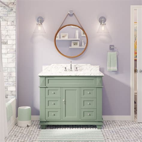 Elizabeth 42" Bathroom Vanity with Sage Green Cabinet and Carrara ...