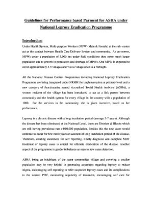 Fillable Online Performance based Payment for ASHA under National ...